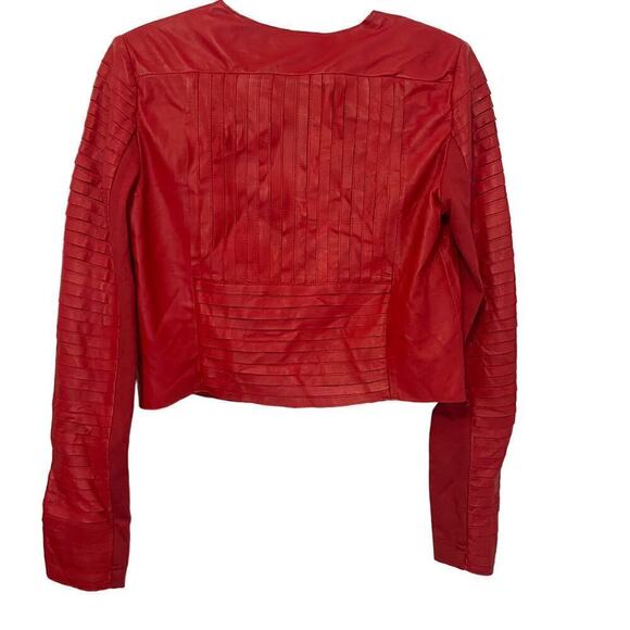 MARCIANO Lamb Leather Women's Cropped Jacket Size Medium - Picture 2 of 11